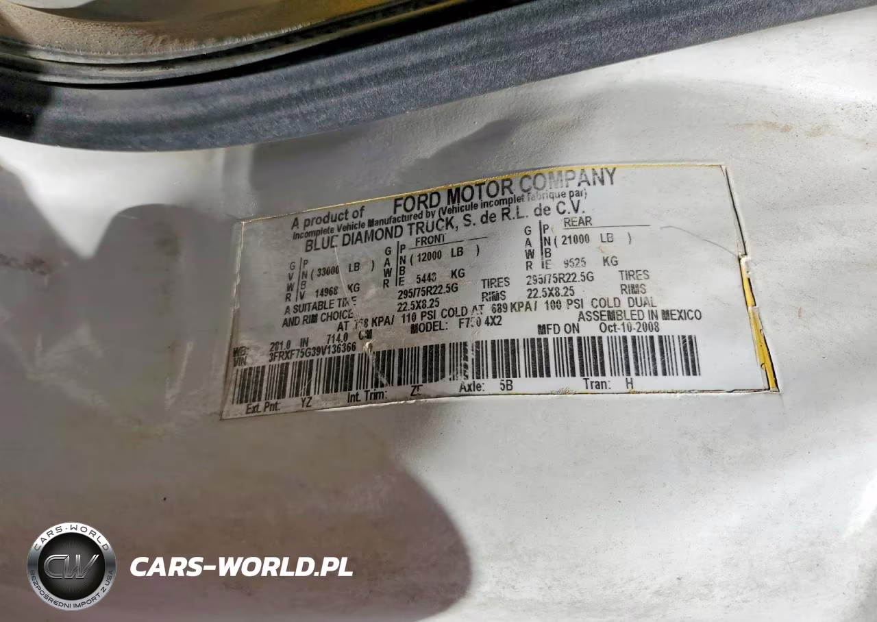 FORD F750 SUPER VIN:3FRXF75G39V136366 - 10
