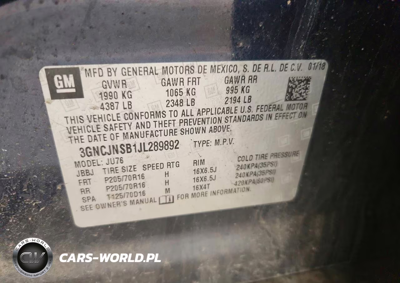 2018 Chevrolet Trax Ls VIN:3GNCJNSB1JL289892 - 12