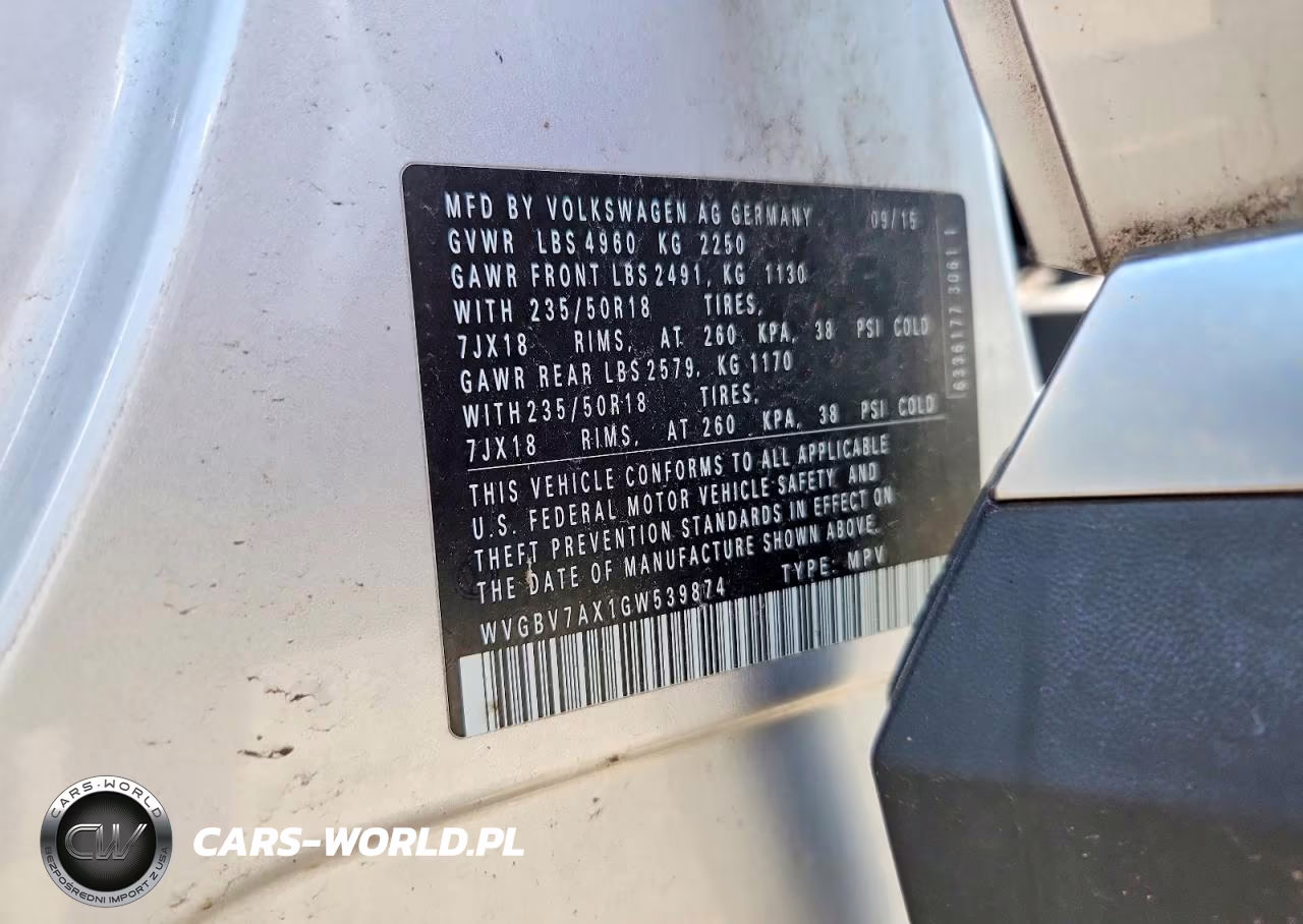2016 Volkswagen Tiguan S VIN:WVGBV7AX1GW539874 - 12
