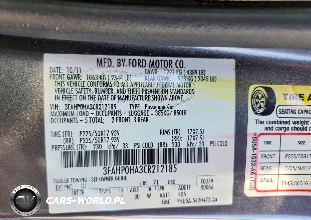 2012 Ford Fusion Se VIN:3FAHP0HA3CR212185 - 12
