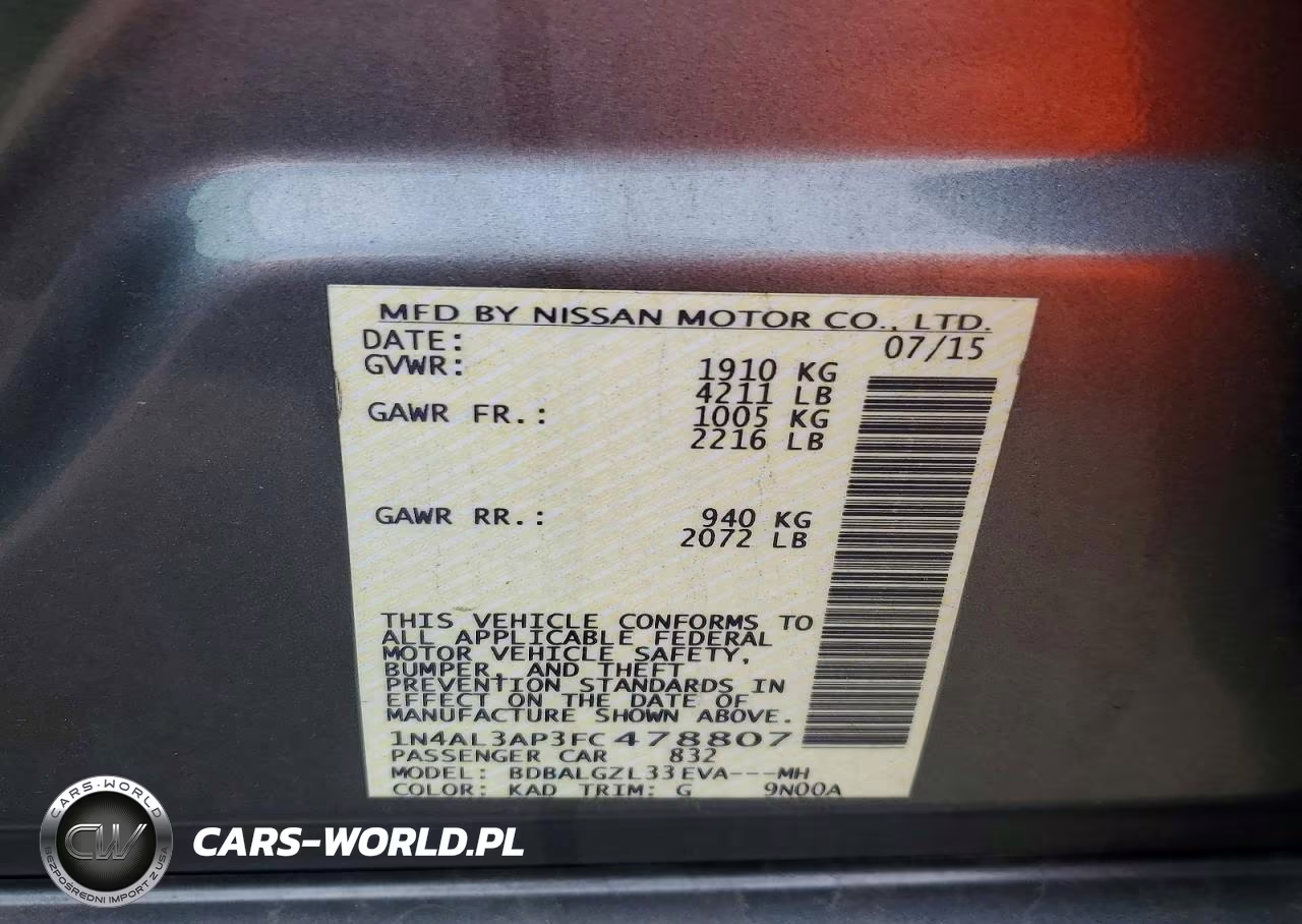2015 Nissan Altima 2.5 S VIN:1N4AL3AP3FC478807 - 13