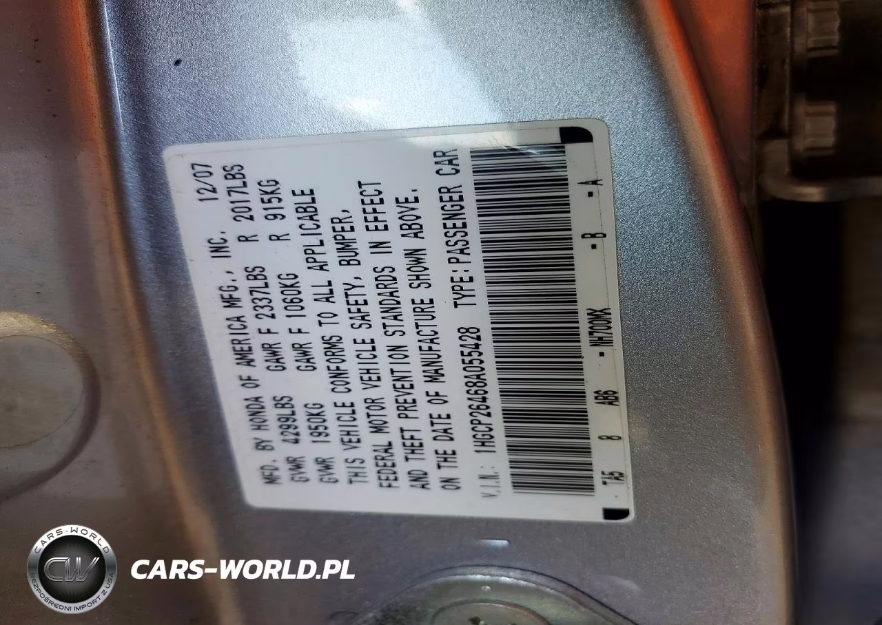 2008 Honda Accord Lxp VIN:1HGCP26468A055428 - 12
