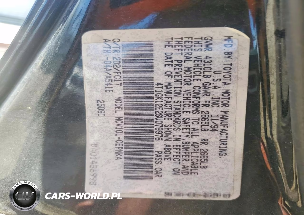 1995 Toyota Camry Le VIN:4T1GK12E2SU079976 - 12