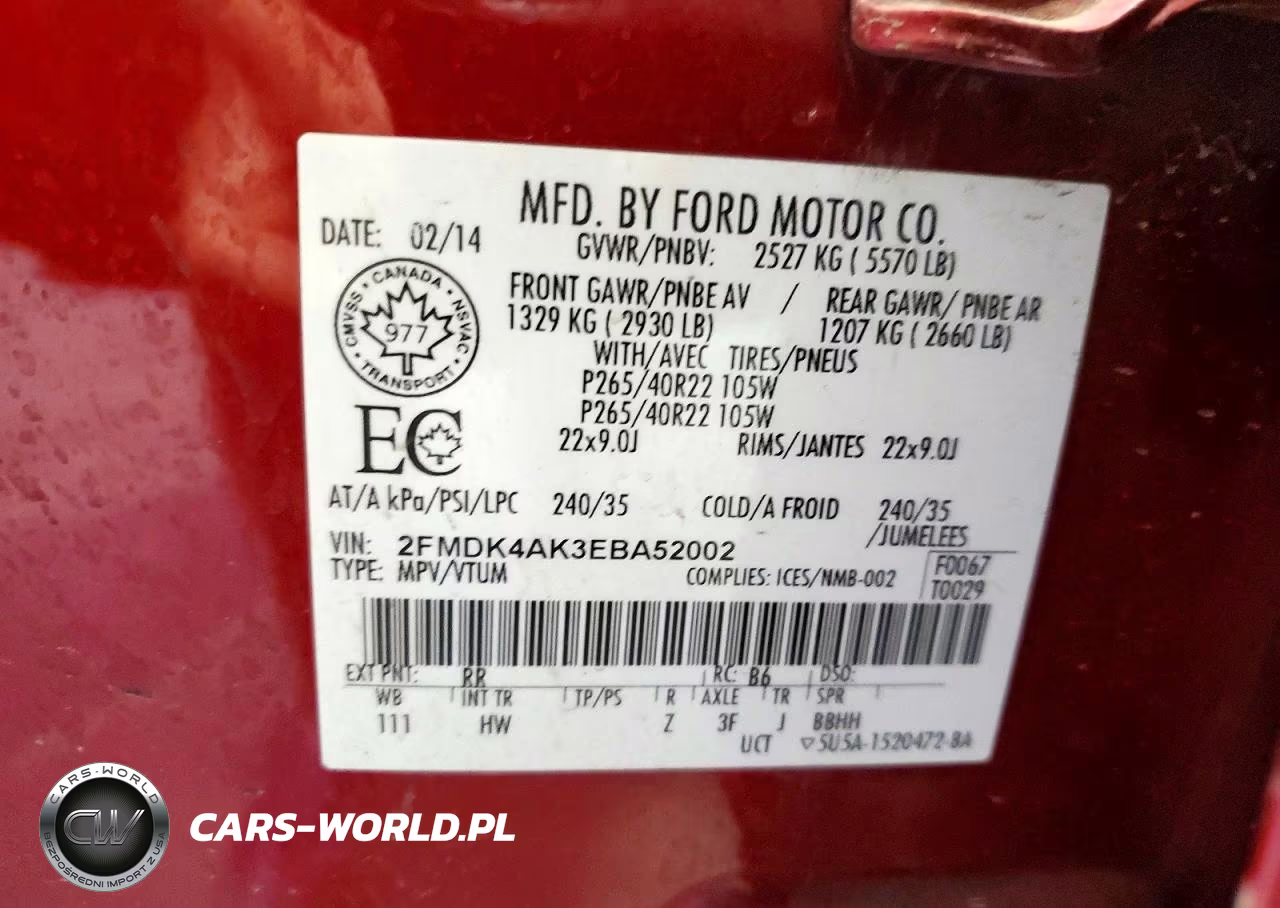 2014 Ford Edge Sport VIN:2FMDK4AK3EBA52002 - 13
