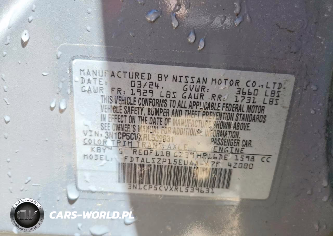 2024 Nissan Kicks Sv VIN:3N1CP5CVXRL539631 - 14