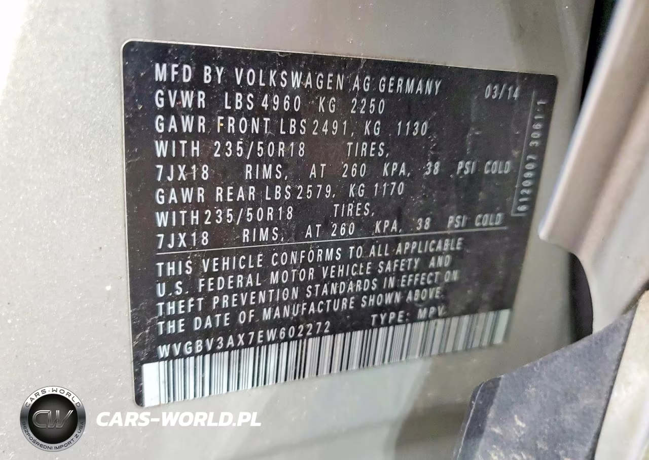 2014 Volkswagen Tiguan S VIN:WVGBV3AX7EW602272 - 13