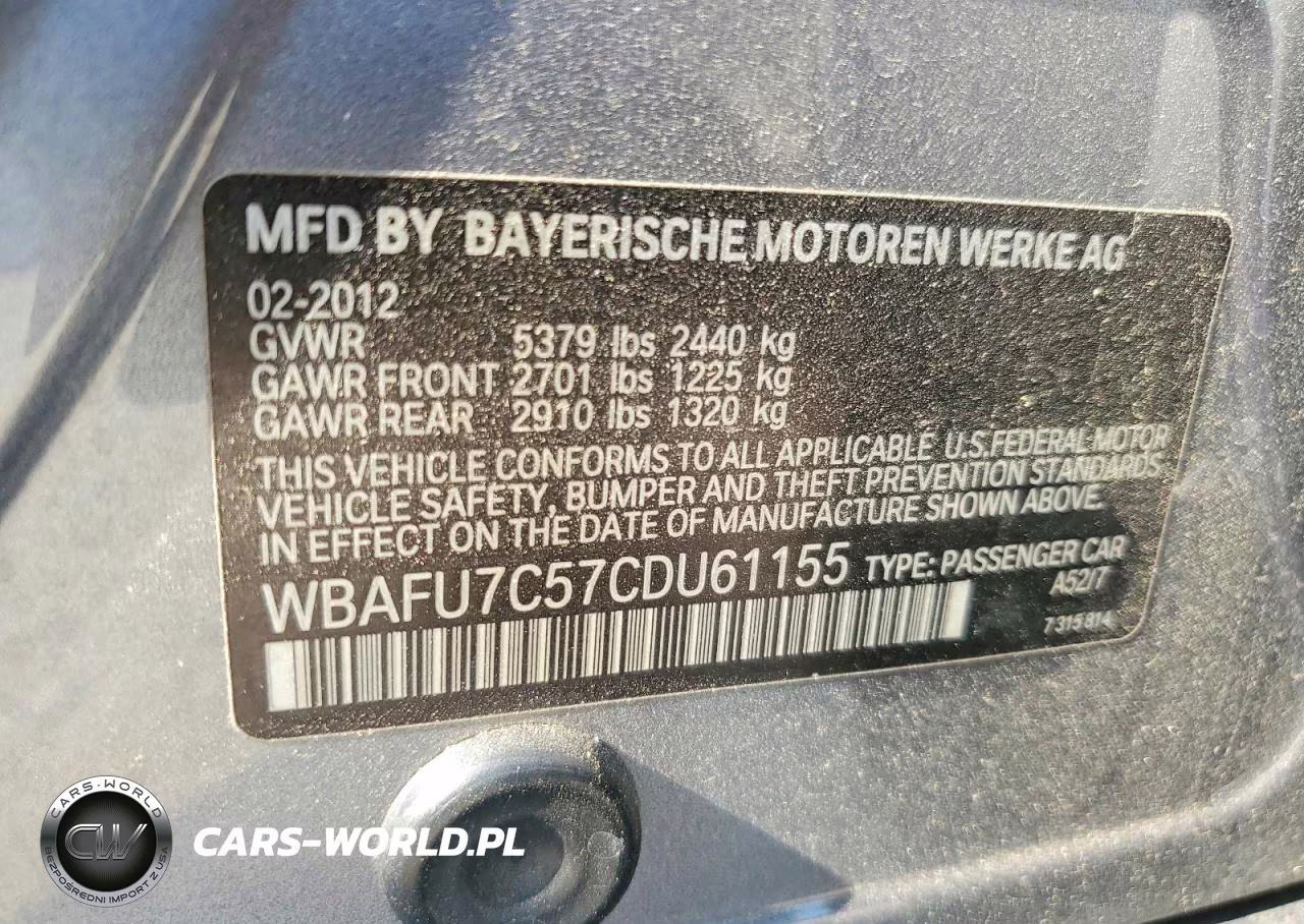 2012 BMW 535 Xi VIN:WBAFU7C57CDU61155 - 12