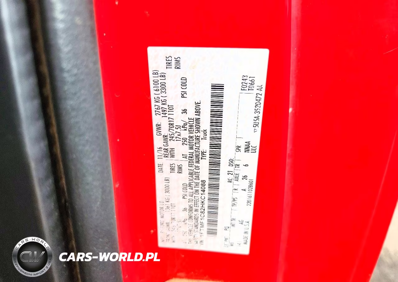 2017 Ford F150 VIN:1FTMF1C82HKC14088 - 12