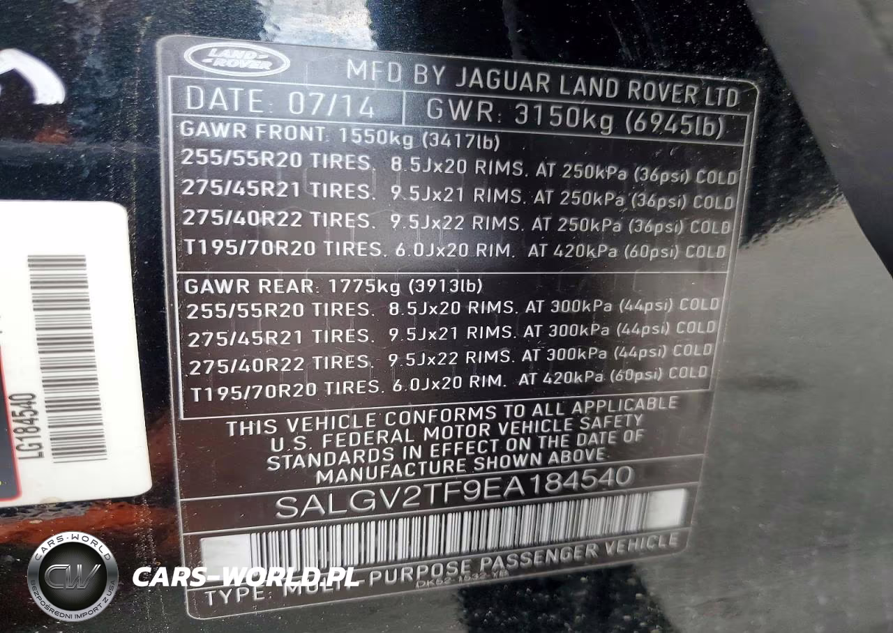 LAND ROVER RANGE ROVE VIN:SALGV2TF9EA184540 - 13