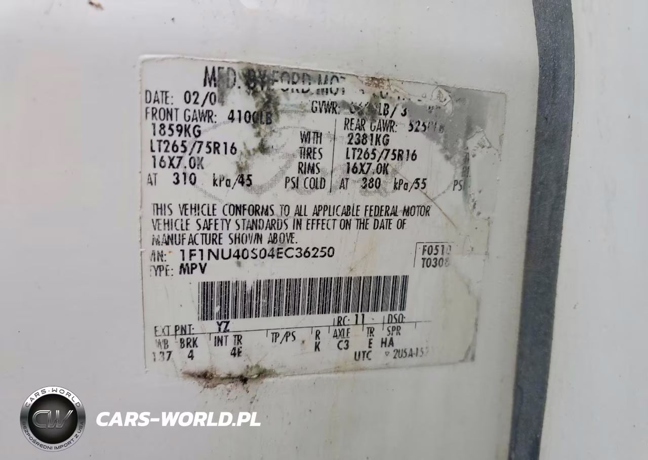 2004 Ford Excursion Xlt VIN:1F1NU40S04EC36250 - 14