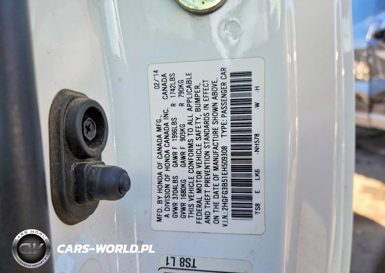 2014 Honda Civic Lx VIN:2HGFG3B51EH509308 - 12