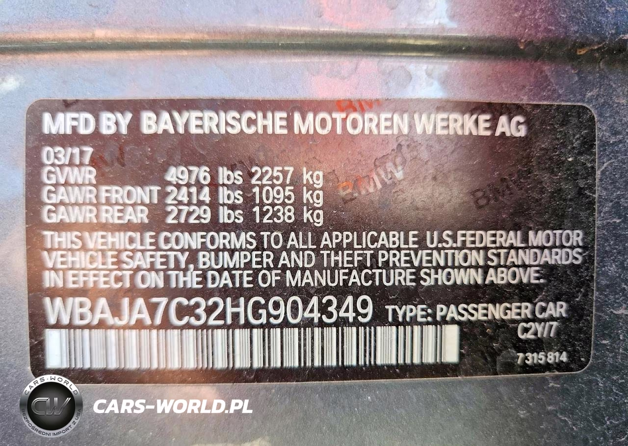 2017 BMW 530 Xi VIN:WBAJA7C32HG904349 - 12