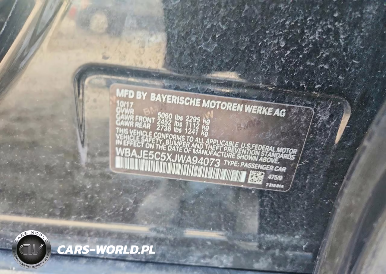 2018 BMW 540 I VIN:WBAJE5C5XJWA94073 - 13