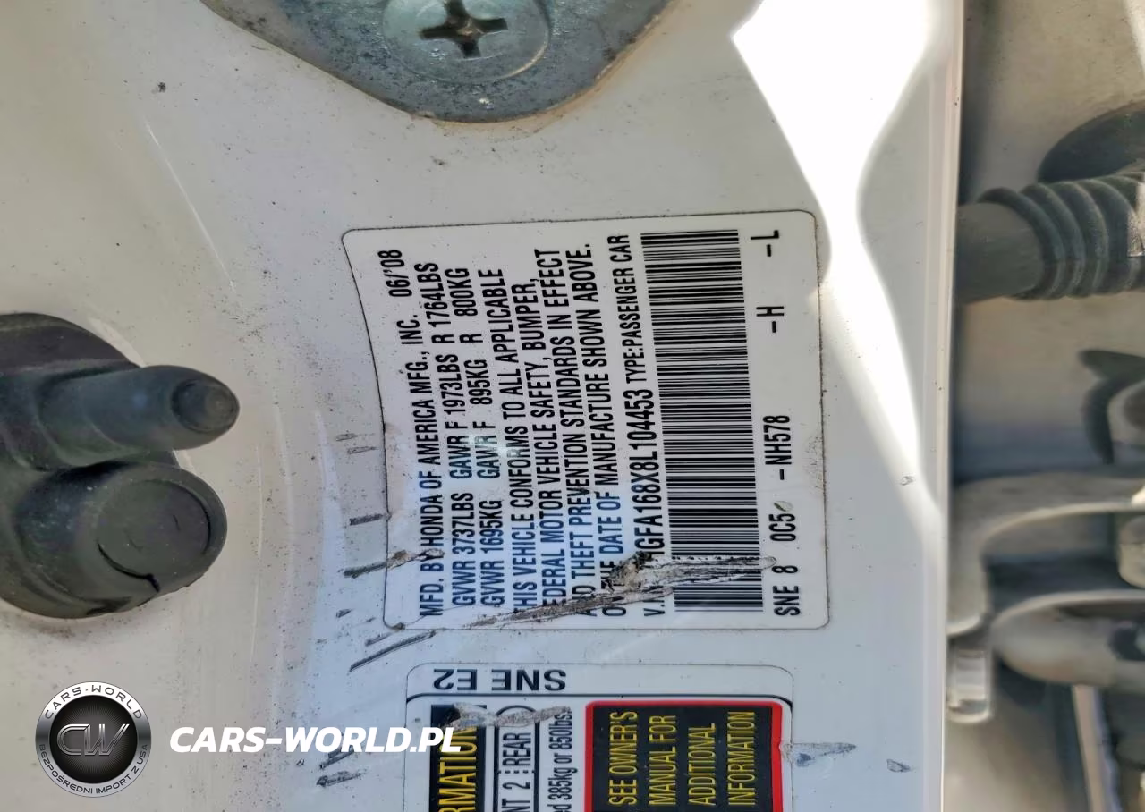 2008 Honda Civic Ex VIN:1HGFA168X8L104453 - 13