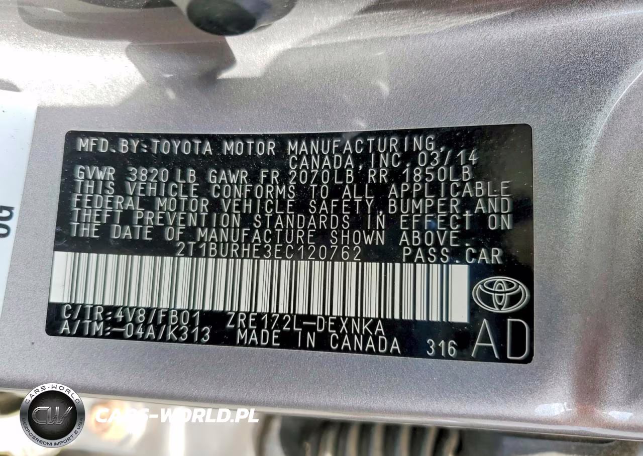 2014 Toyota Corolla Le VIN:2T1BURHE3EC120762 - 12