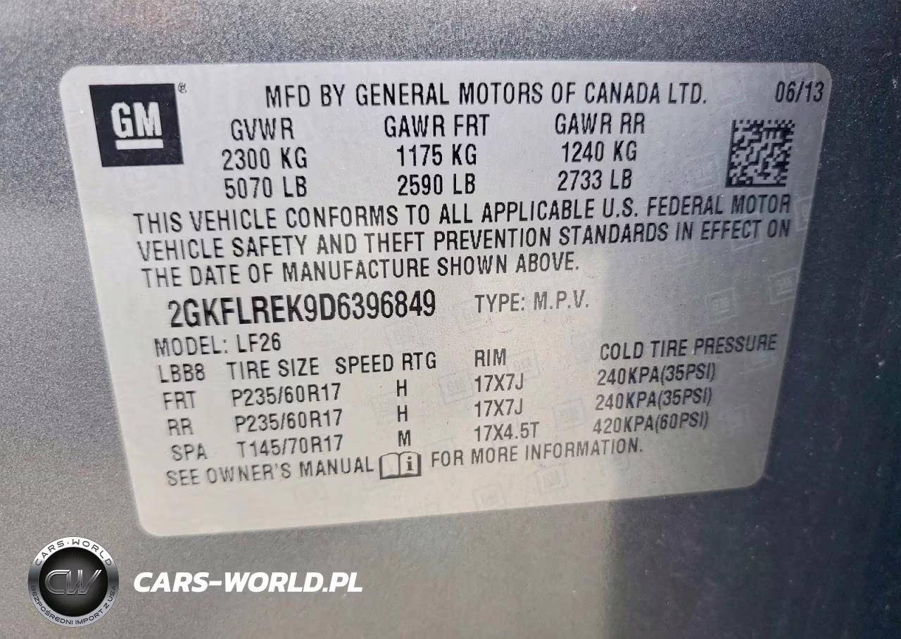 2013 GMC Terrain Sle VIN:2GKFLREK9D6396849 - 13