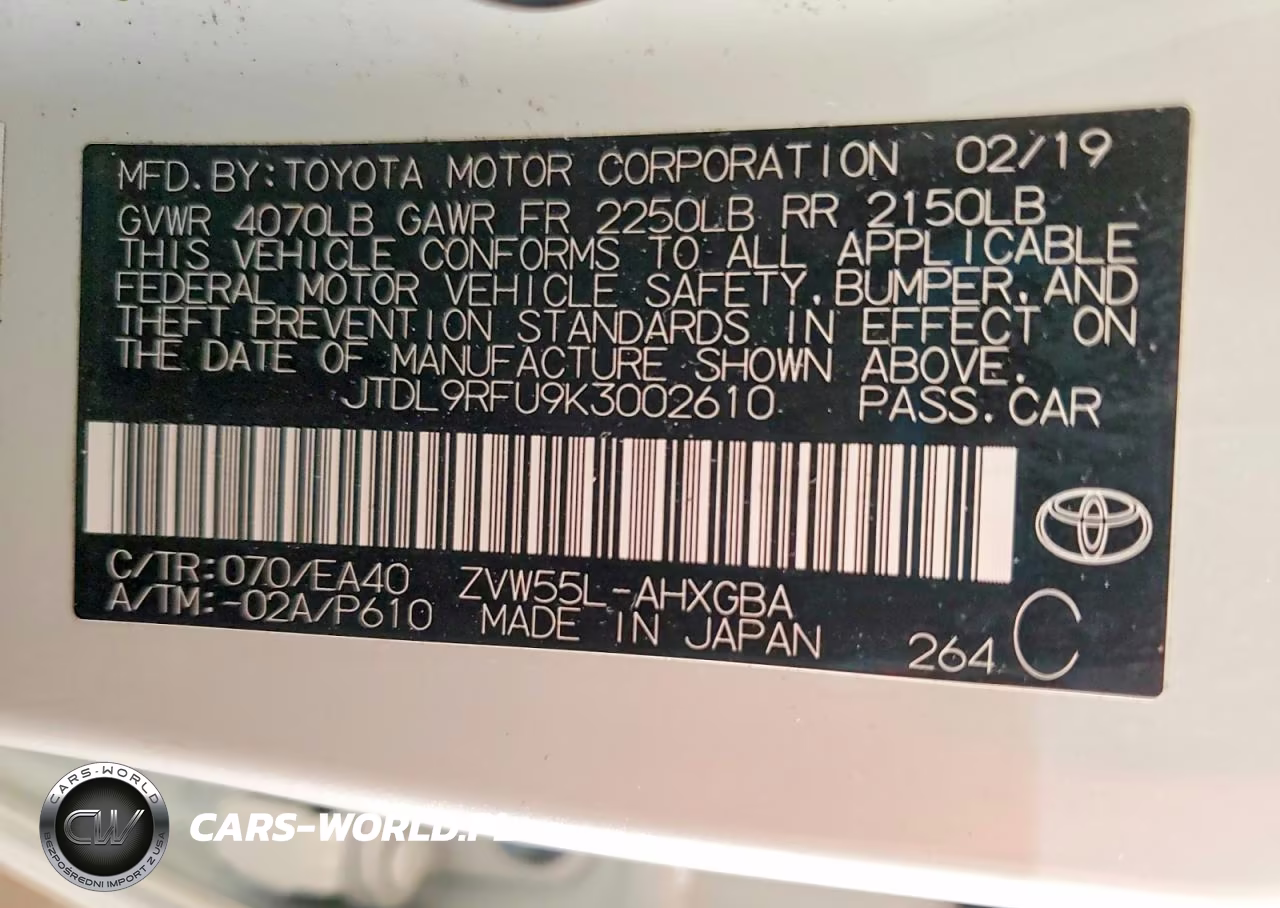 2019 Toyota Prius Xle Awd-E VIN:JTDL9RFU9K3002610 - 12