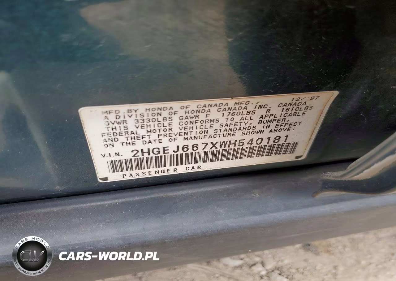 1998 Honda Civic Lx VIN:2HGEJ667XWH540181 - 12