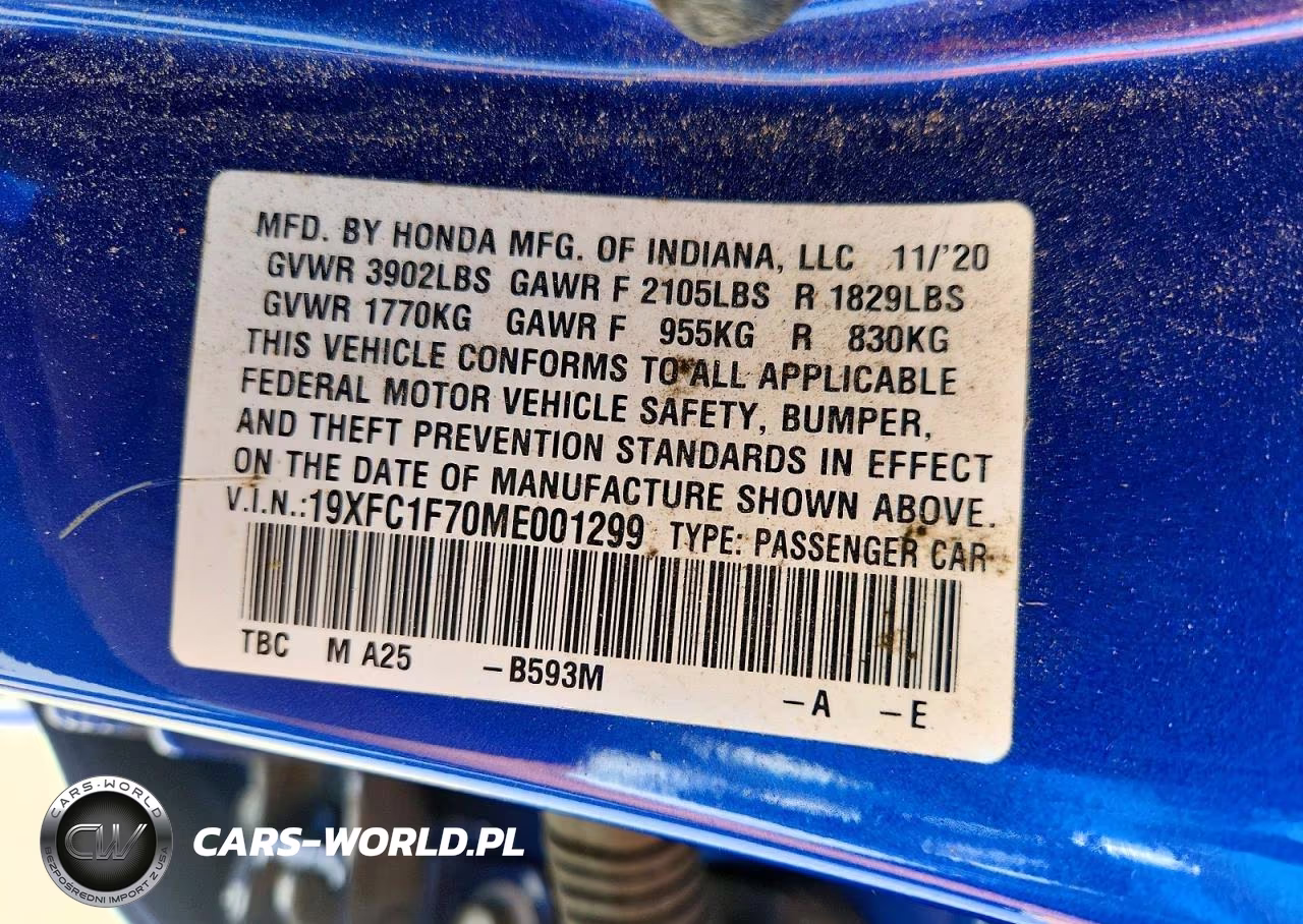 2021 Honda Civic Exl VIN:19XFC1F70ME001299 - 13