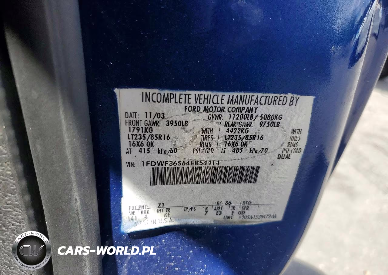 2004 Ford F350 Super Duty VIN:1FDWF36S64EB54414 - 12