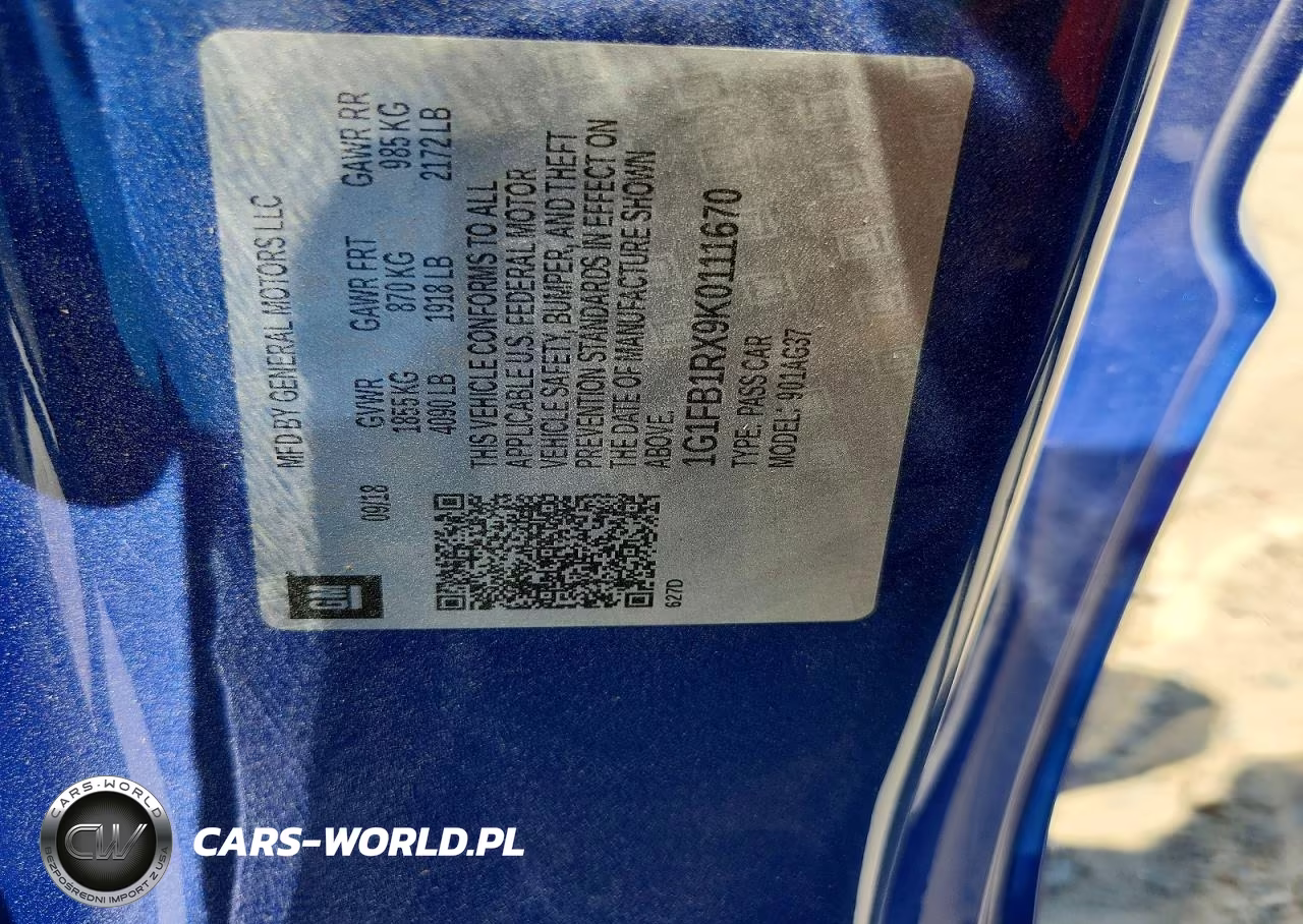 2019 Chevrolet Camaro Ls VIN:1G1FB1RX9K0111670 - 13