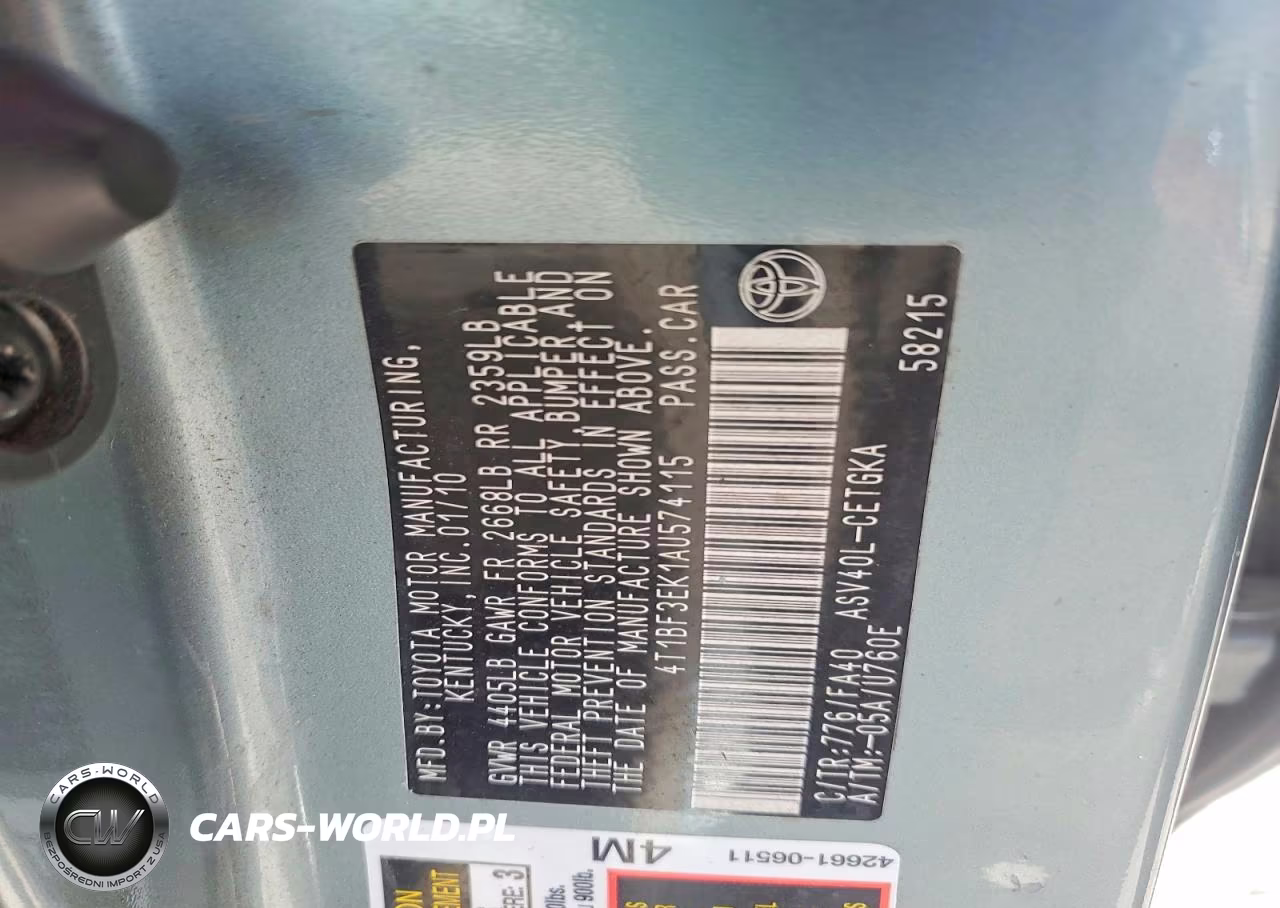 2010 Toyota Camry Xle VIN:4T1BF3EK1AU574115 - 12