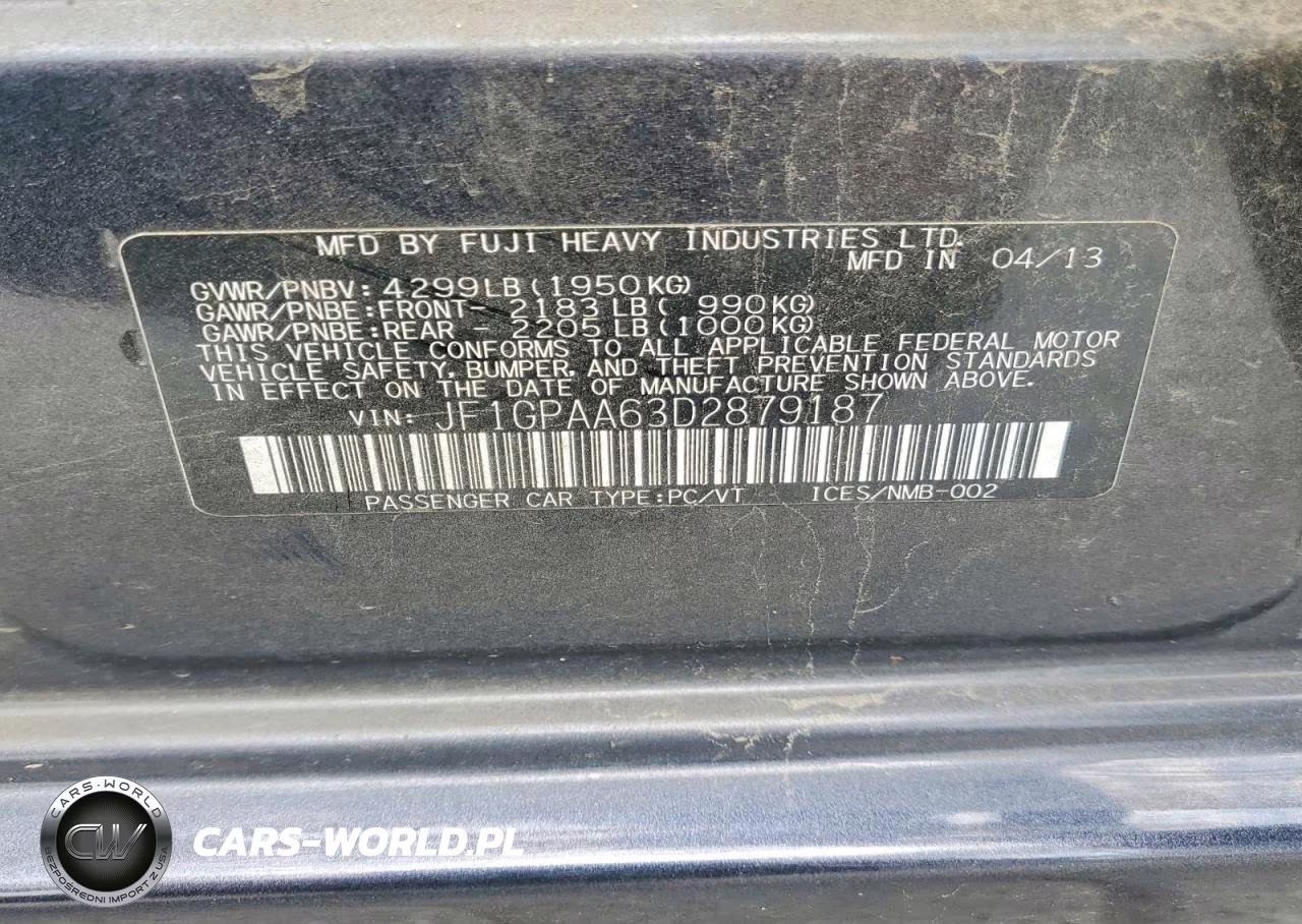 2013 Subaru Impreza VIN:JF1GPAA63D2879187 - 12