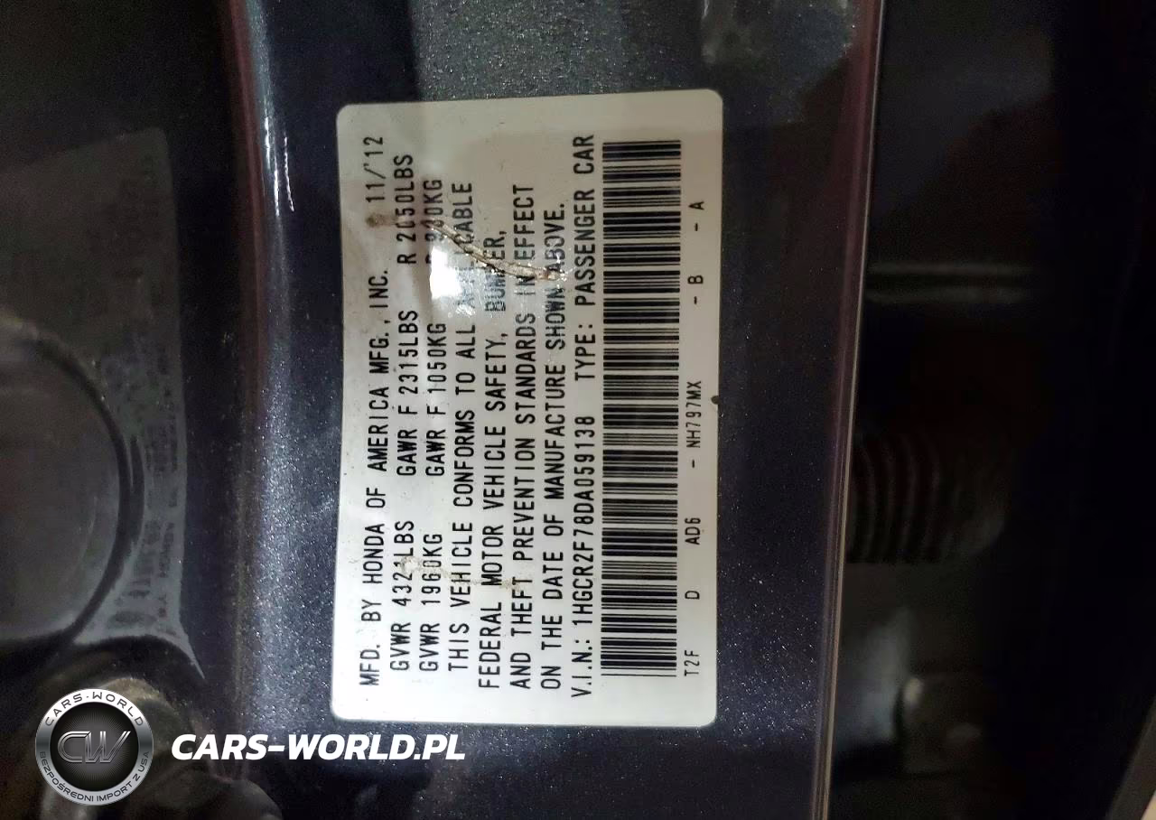 2013 Honda Accord Ex VIN:1HGCR2F78DA059138 - 12