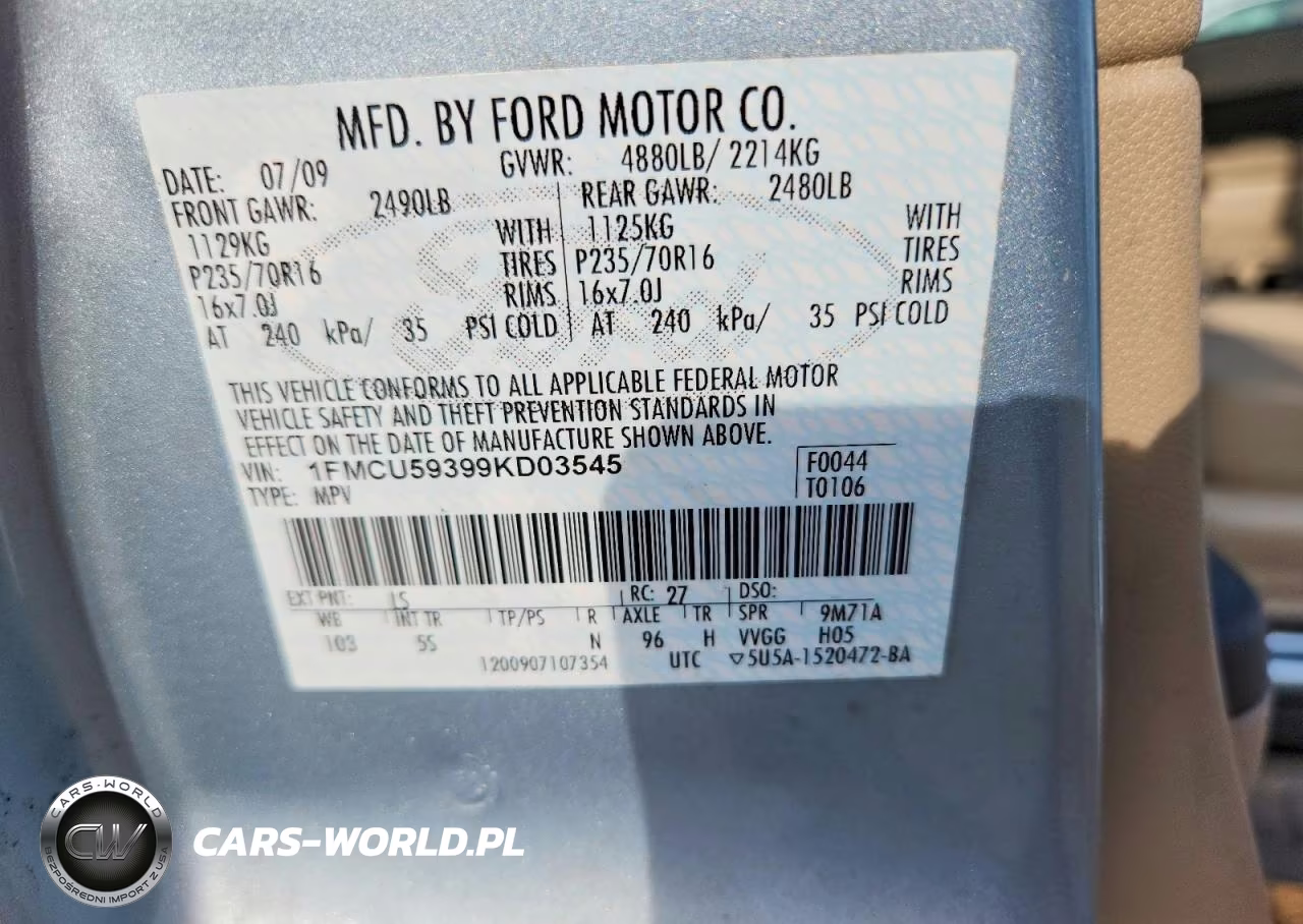 2009 Ford Escape Hybrid VIN:1FMCU59399KD03545 - 13