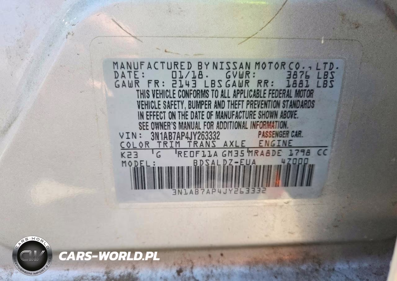 2018 Nissan Sentra Sv VIN:3N1AB7AP4JY263332 - 13