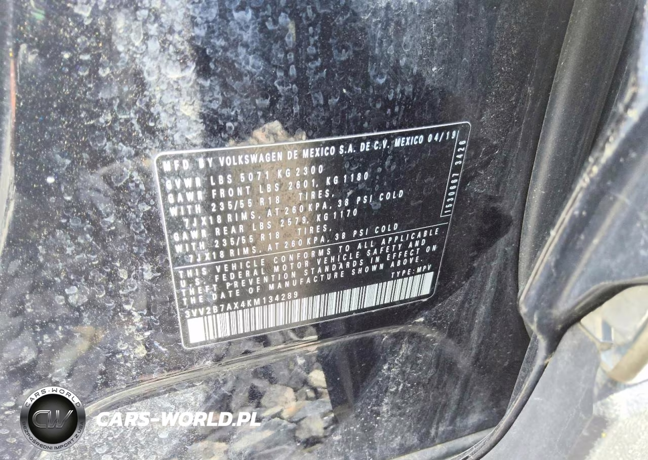 2019 Volkswagen Tiguan Se VIN:3VV2B7AX4KM134289 - 14