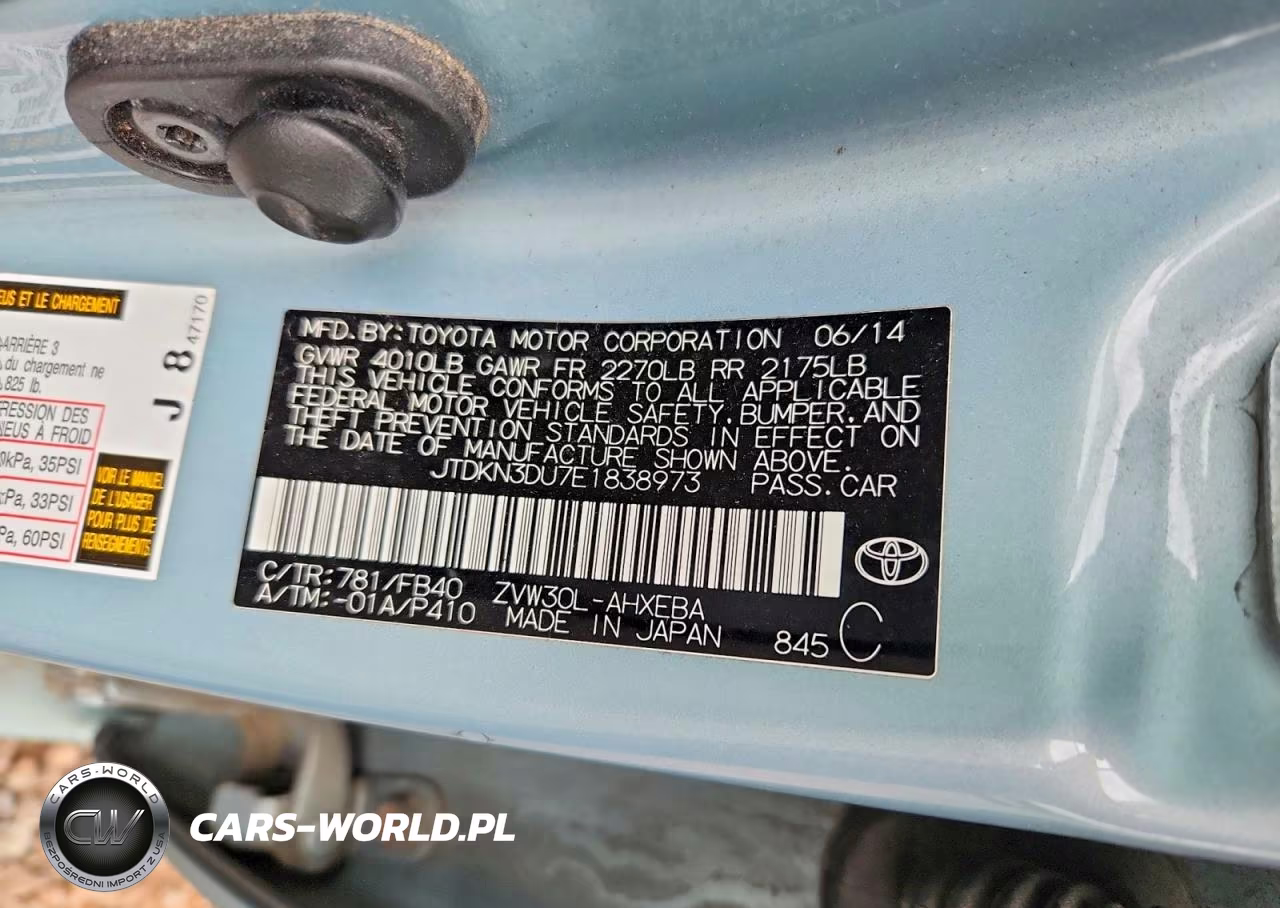 2014 Toyota Prius Two VIN:JTDKN3DU7E1838973 - 12