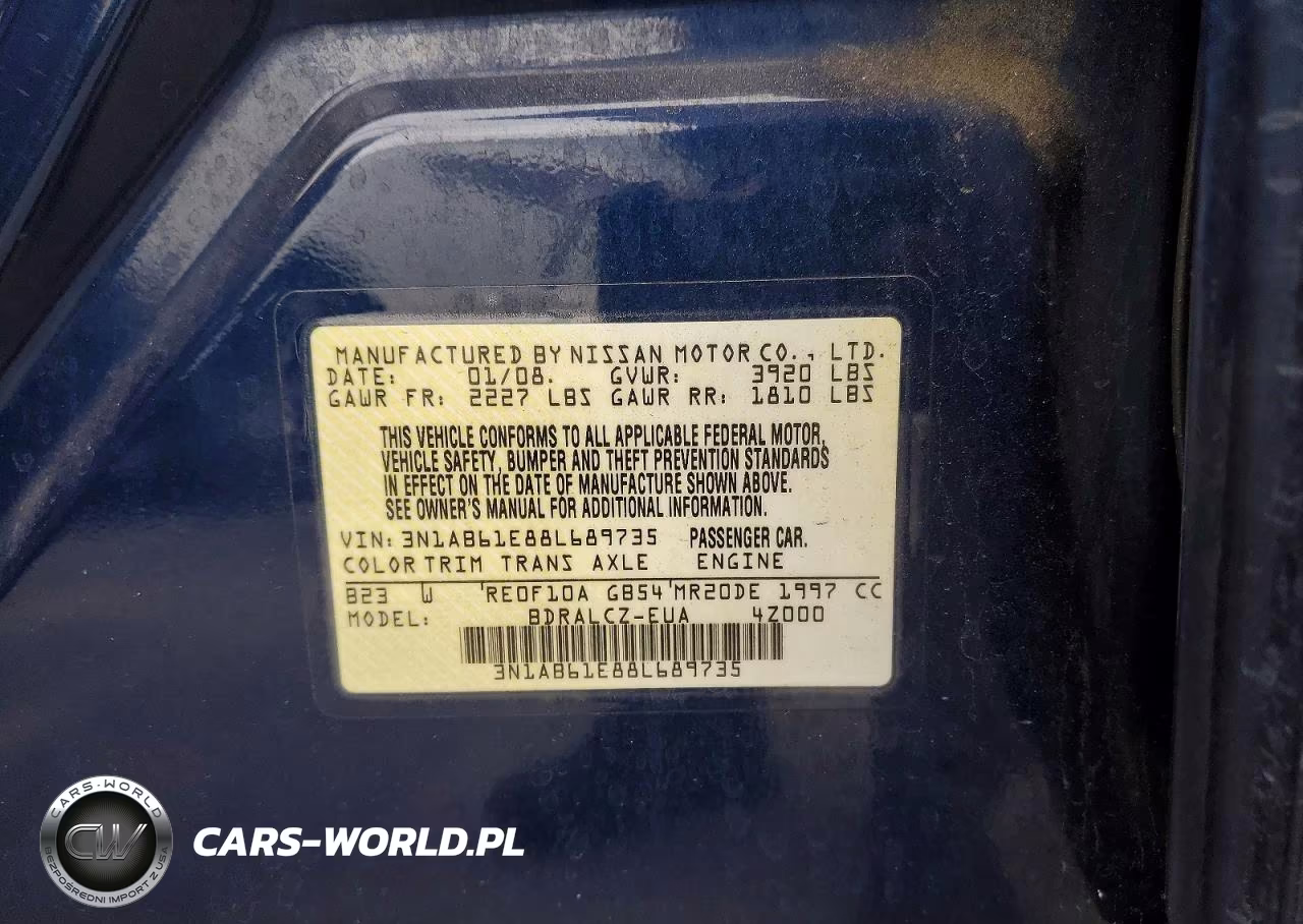 2008 Nissan Sentra 2.0 VIN:3N1AB61E88L689735 - 12