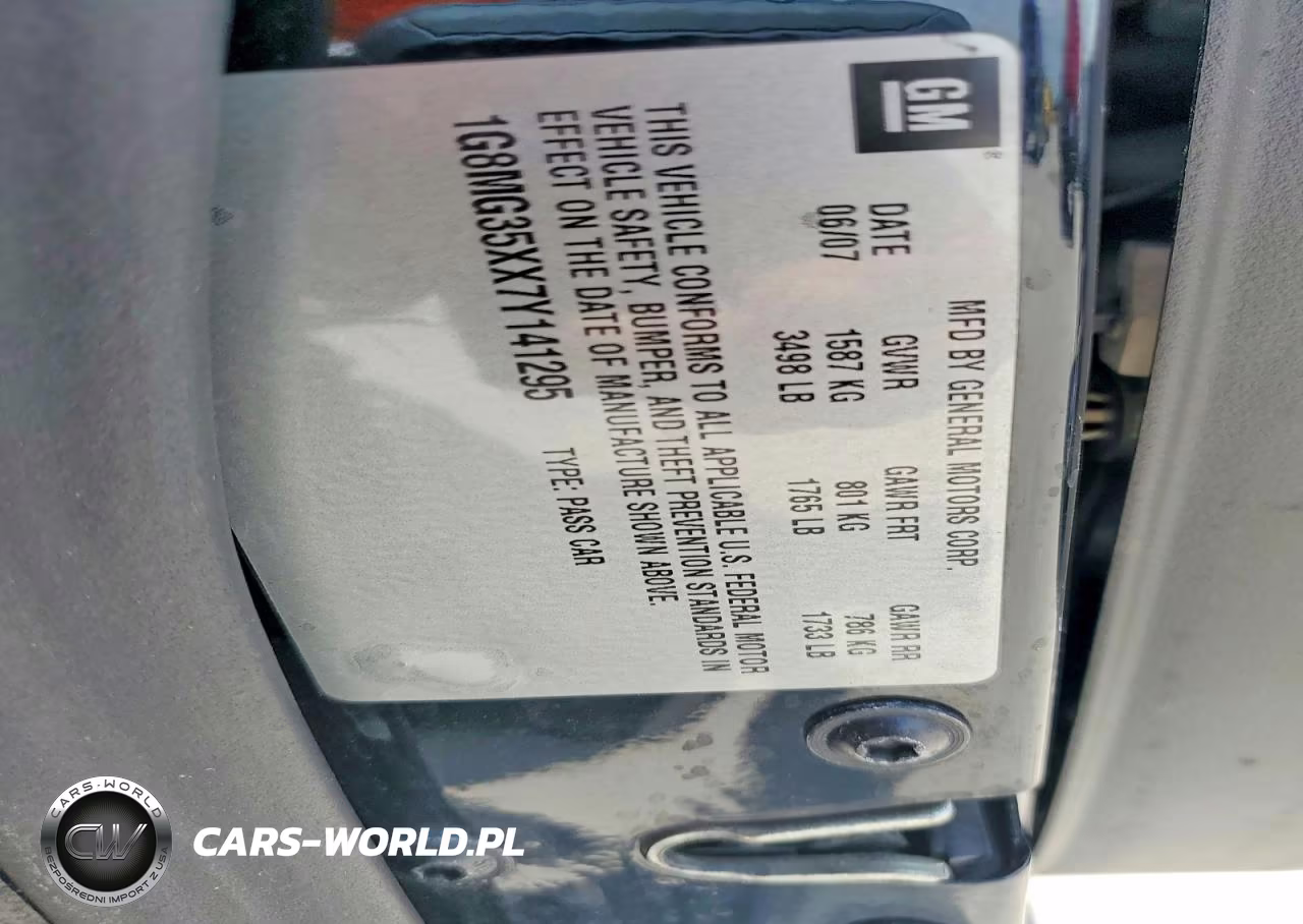 2007 Saturn Sky VIN:1G8MG35XX7Y141295 - 12