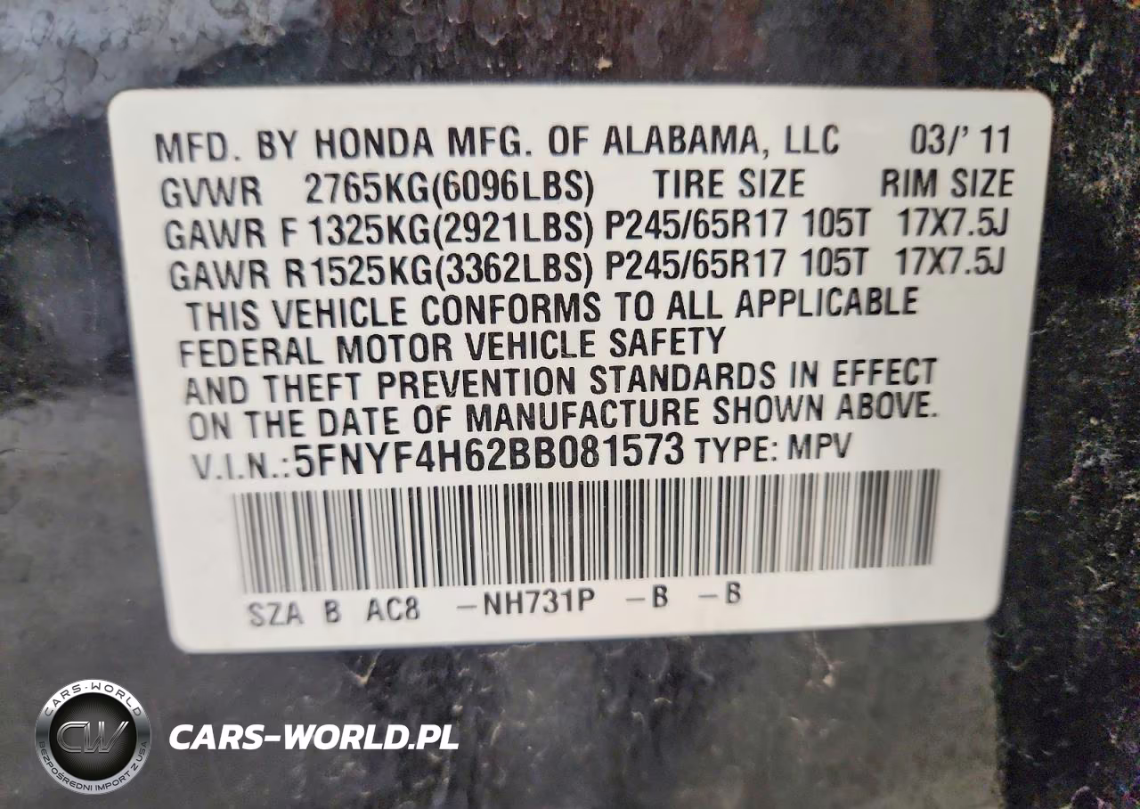 2011 Honda Pilot Exl VIN:5FNYF4H62BB081573 - 13