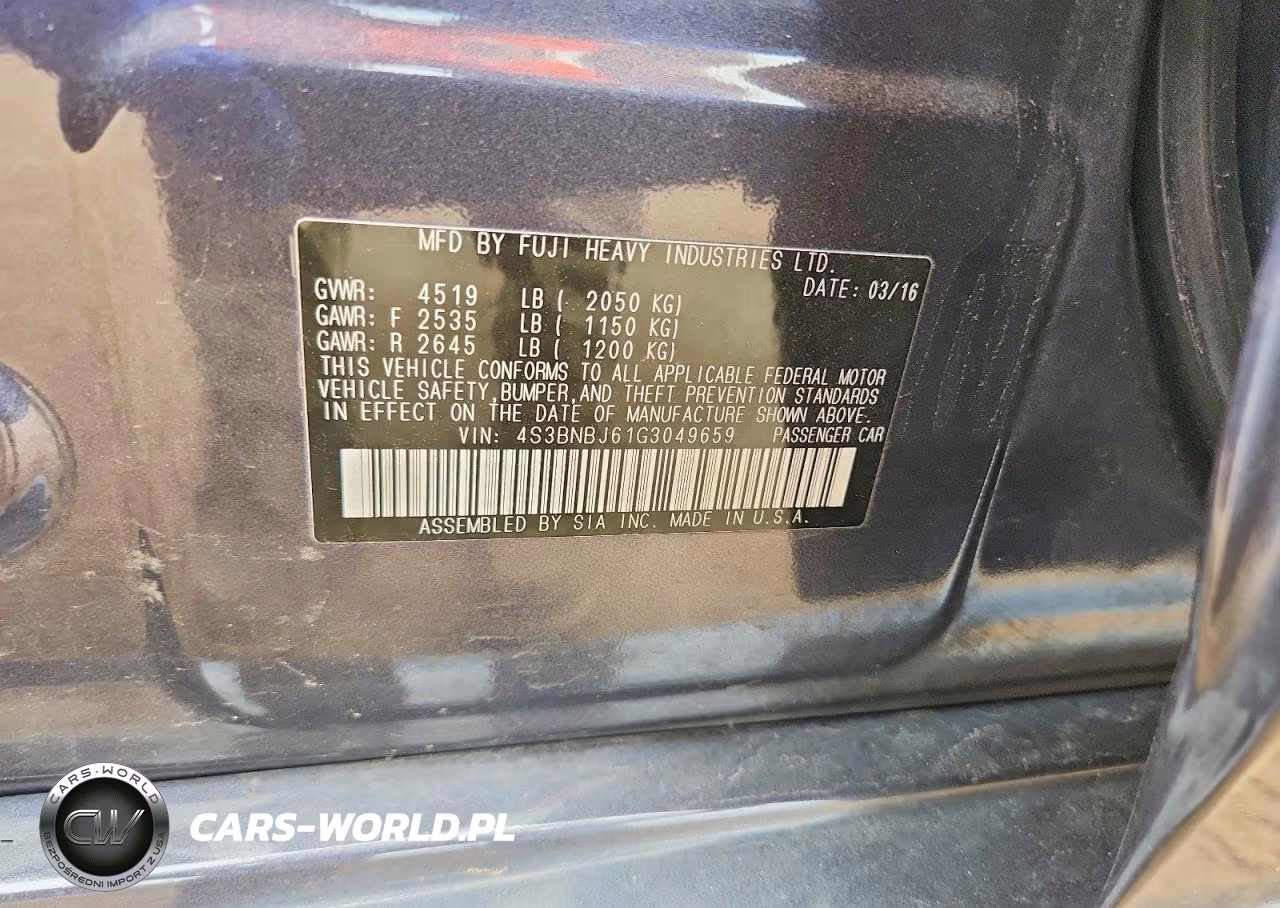 2016 Subaru Legacy 2.5I Limited VIN:4S3BNBJ61G3049659 - 12