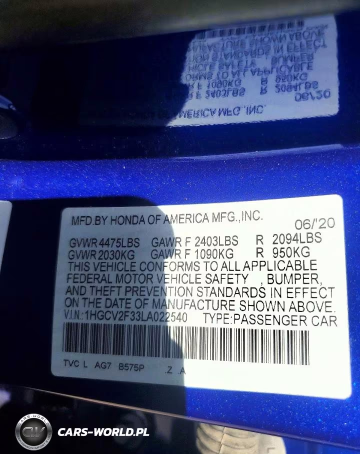 2020 Honda Accord Sport VIN:1HGCV2F33LA022540 - 12