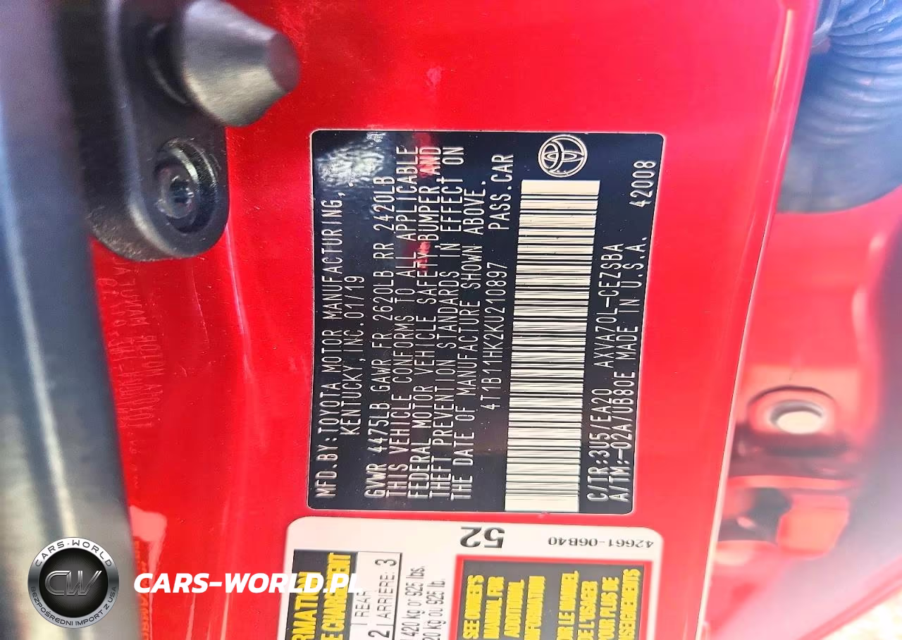 2019 Toyota Camry Se VIN:4T1B11HK2KU210897 - 12