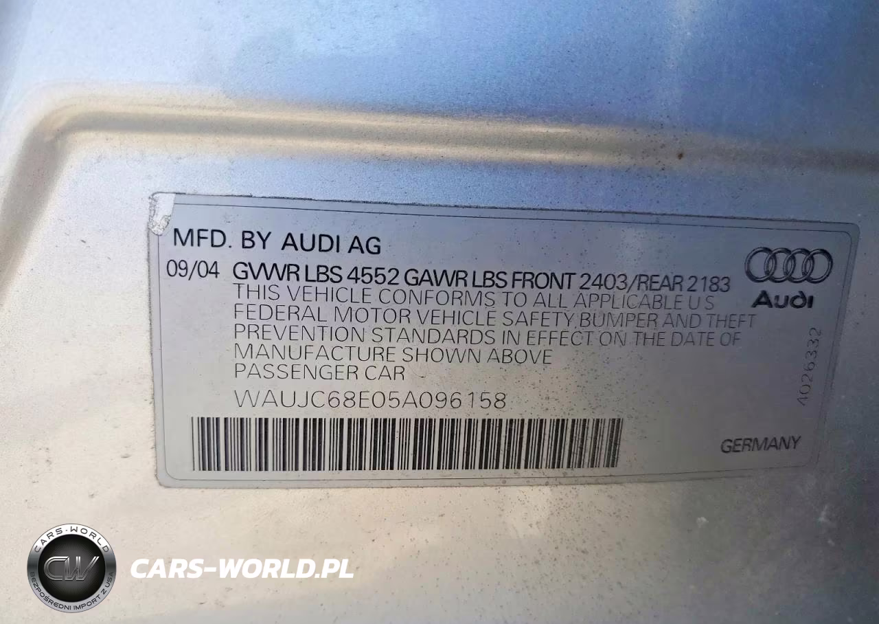 2005 Audi A4 1.8T VIN:WAUJC68E05A096158 - 12