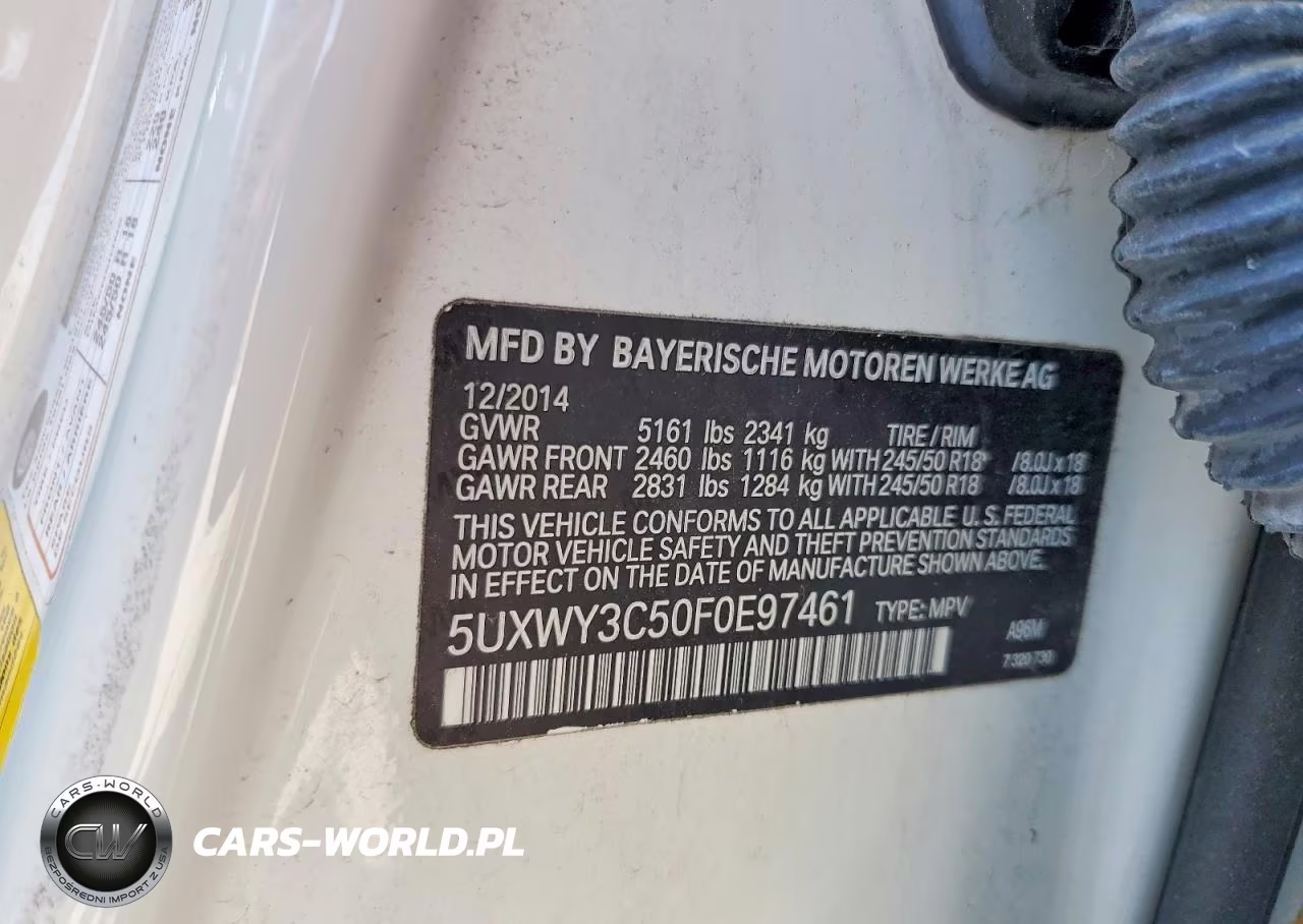 2015 BMW X3 xDrive28D VIN:5UXWY3C50F0E97461 - 14