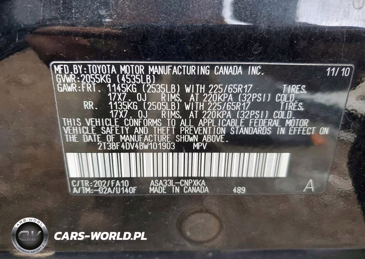 2011 Toyota Rav4 Base VIN:2T3BF4DV4BW101903 - 12