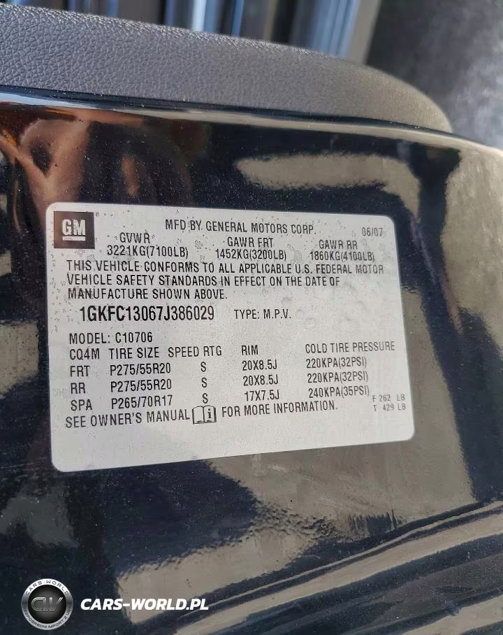 2007 GMC Yukon VIN:1GKFC13067J386029 - 13