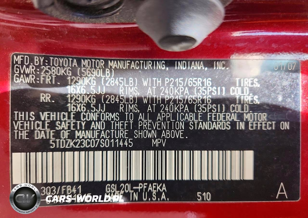 2007 Toyota Sienna Ce 7-Passenger VIN:5TDZK23C07S011445 - 14
