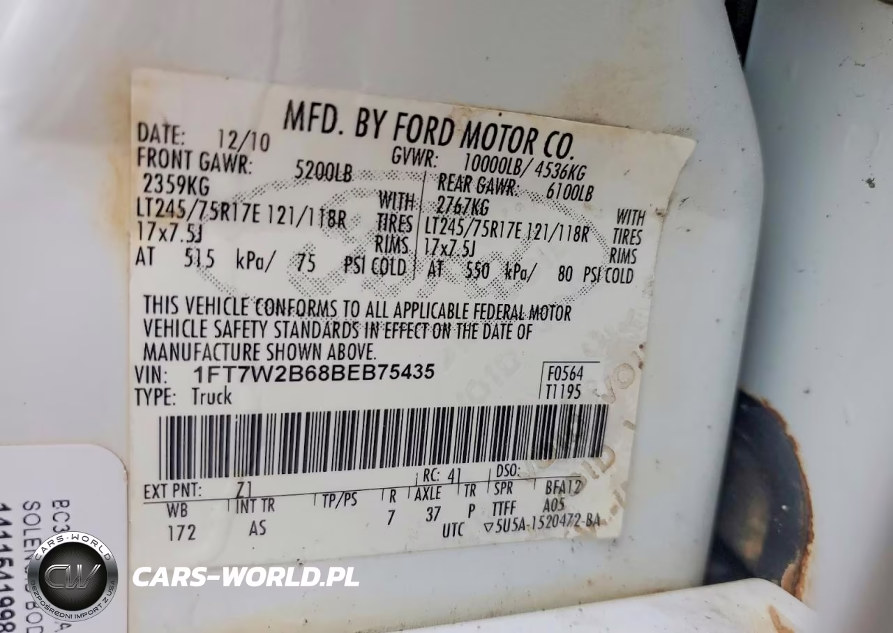 2011 Ford F250 Super Duty VIN:1FT7W2B68BEB75435 - 12