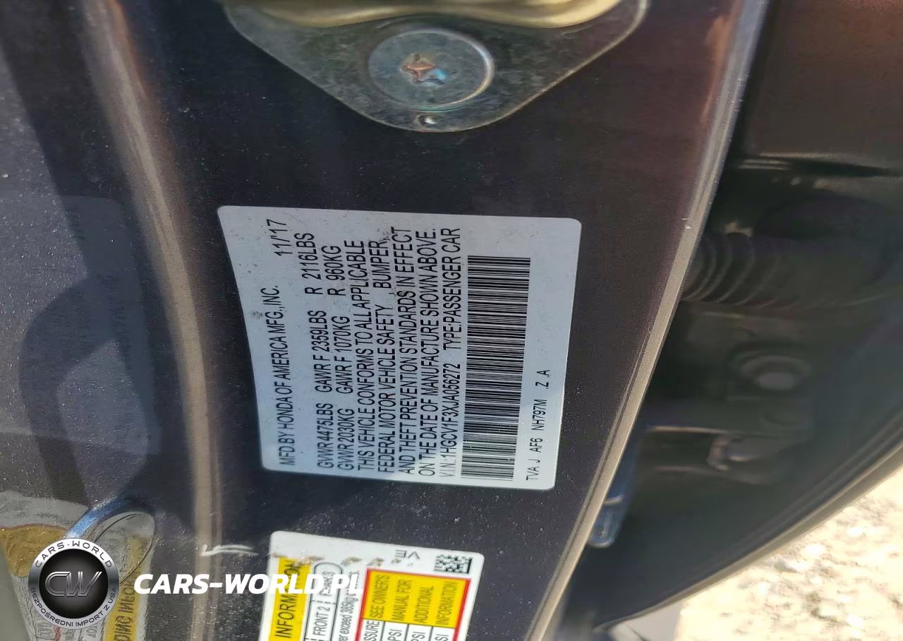 2018 Honda Accord Sport VIN:1HGCV1F3XJA056272 - 12
