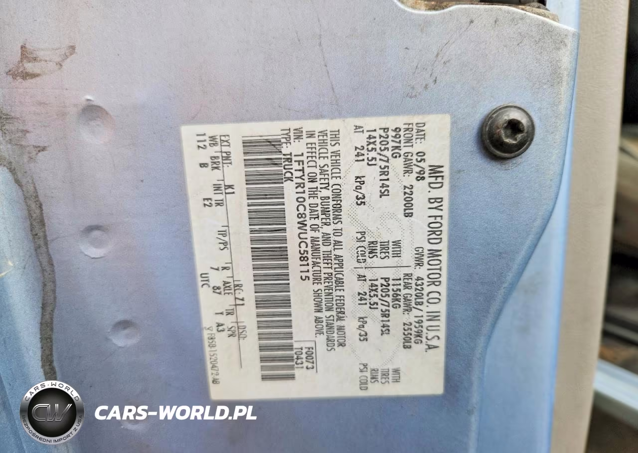 1998 Ford Ranger VIN:1FTYR10C8WUC58115 - 12