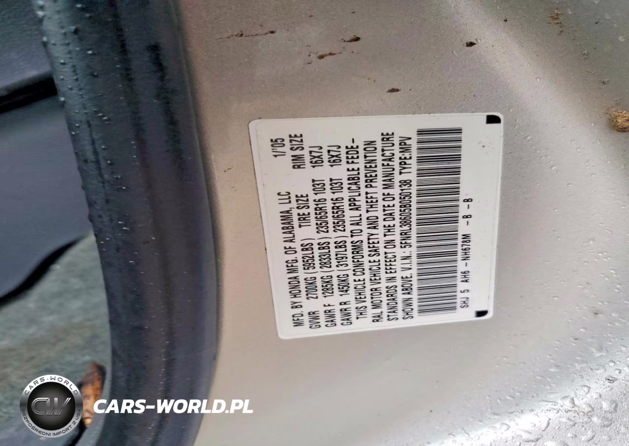 2005 Honda Odyssey Exl VIN:5FNRL38605B050138 - 13