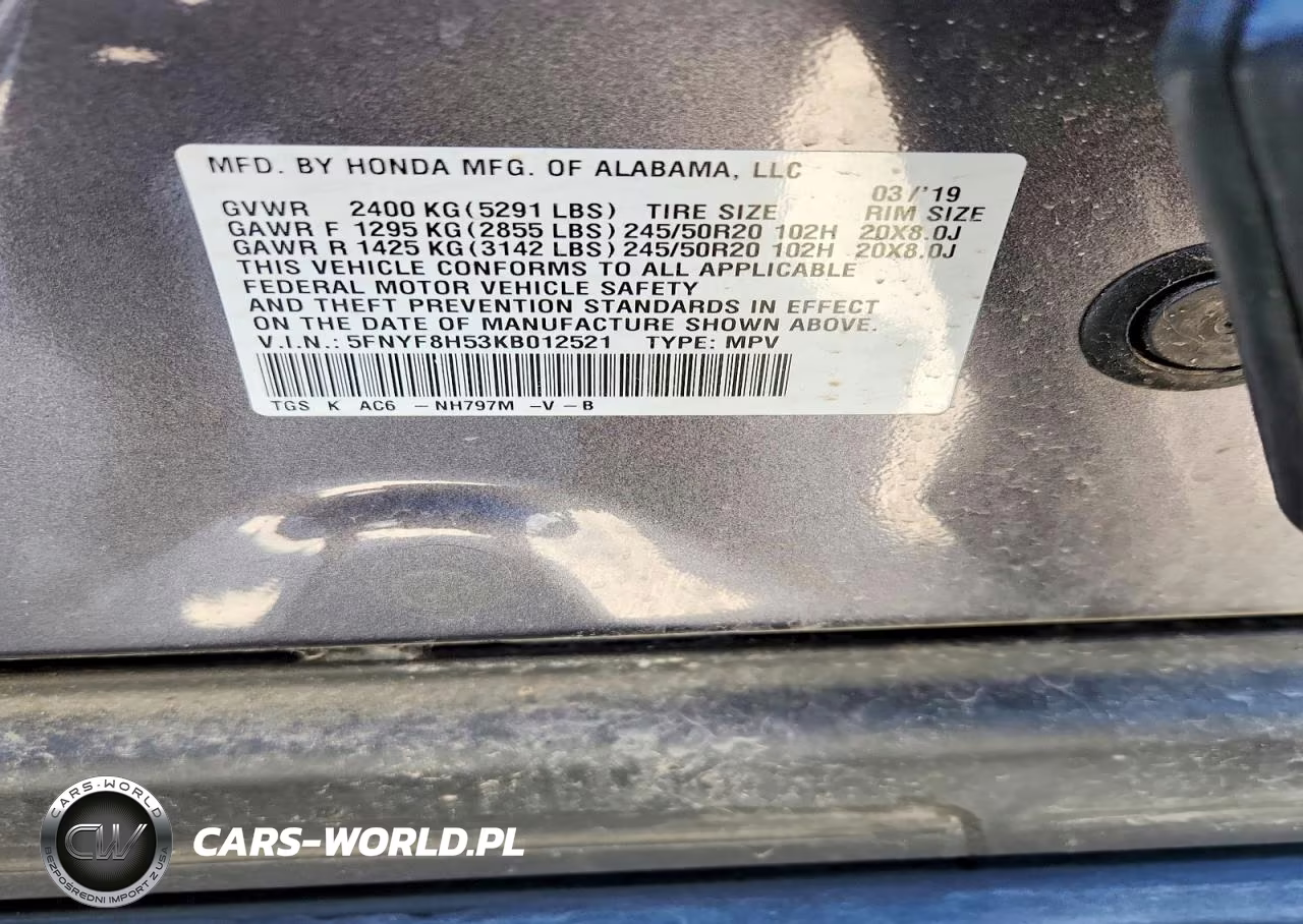 2019 Honda Passport Exl VIN:5FNYF8H53KB012521 - 14