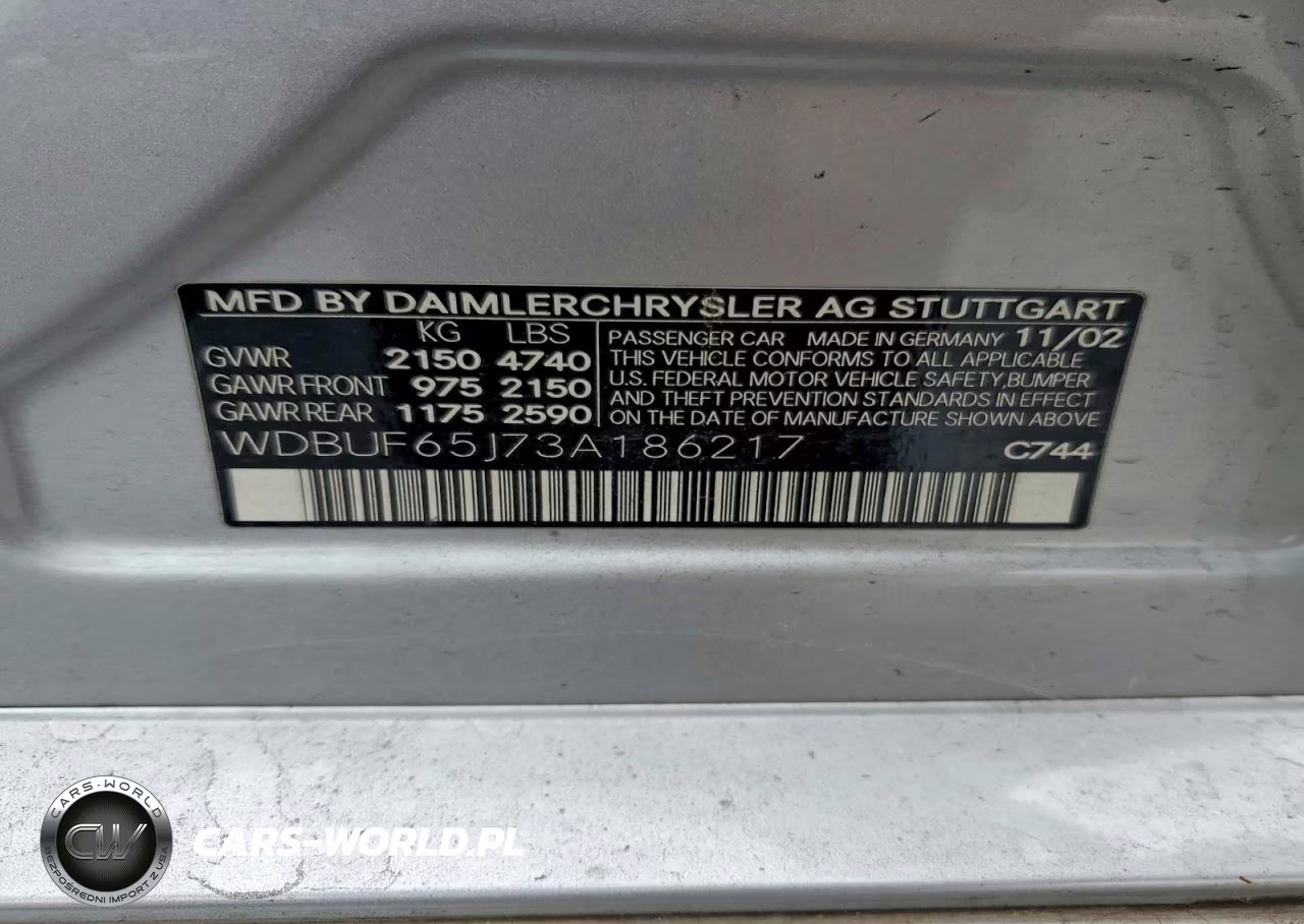2003 Mercedes-Benz E 320 VIN:WDBUF65J73A186217 - 12