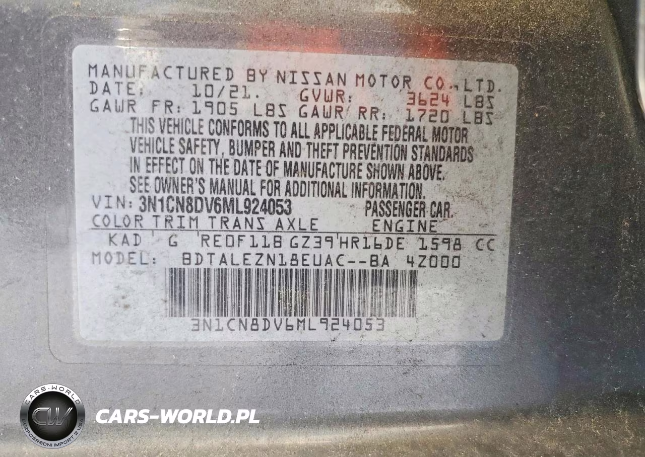 2021 Nissan Versa VIN:3N1CN8DV6ML924053 - 12